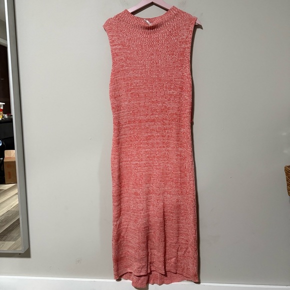 Anthropologie Daily Practice MockNeck Sleeveless Ribbed Midi dress Coral Size XL - Picture 5 of 8